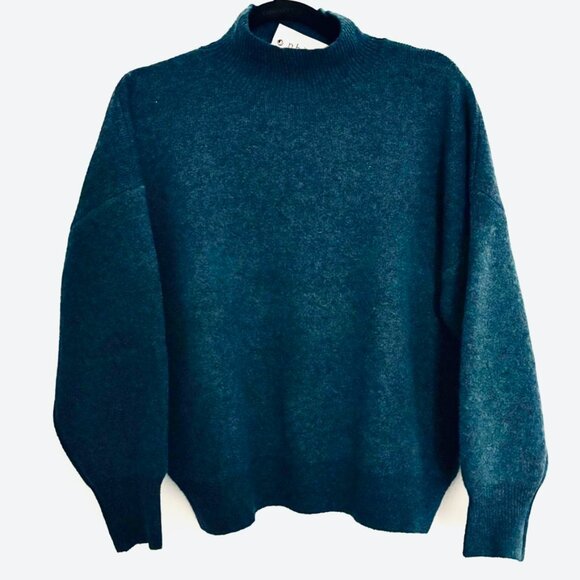 😊Philosophy Mock Neck Sweater Mock Neck Loose Fit Jewel Tone Teal Wm Sz S NWT - Picture 1 of 4